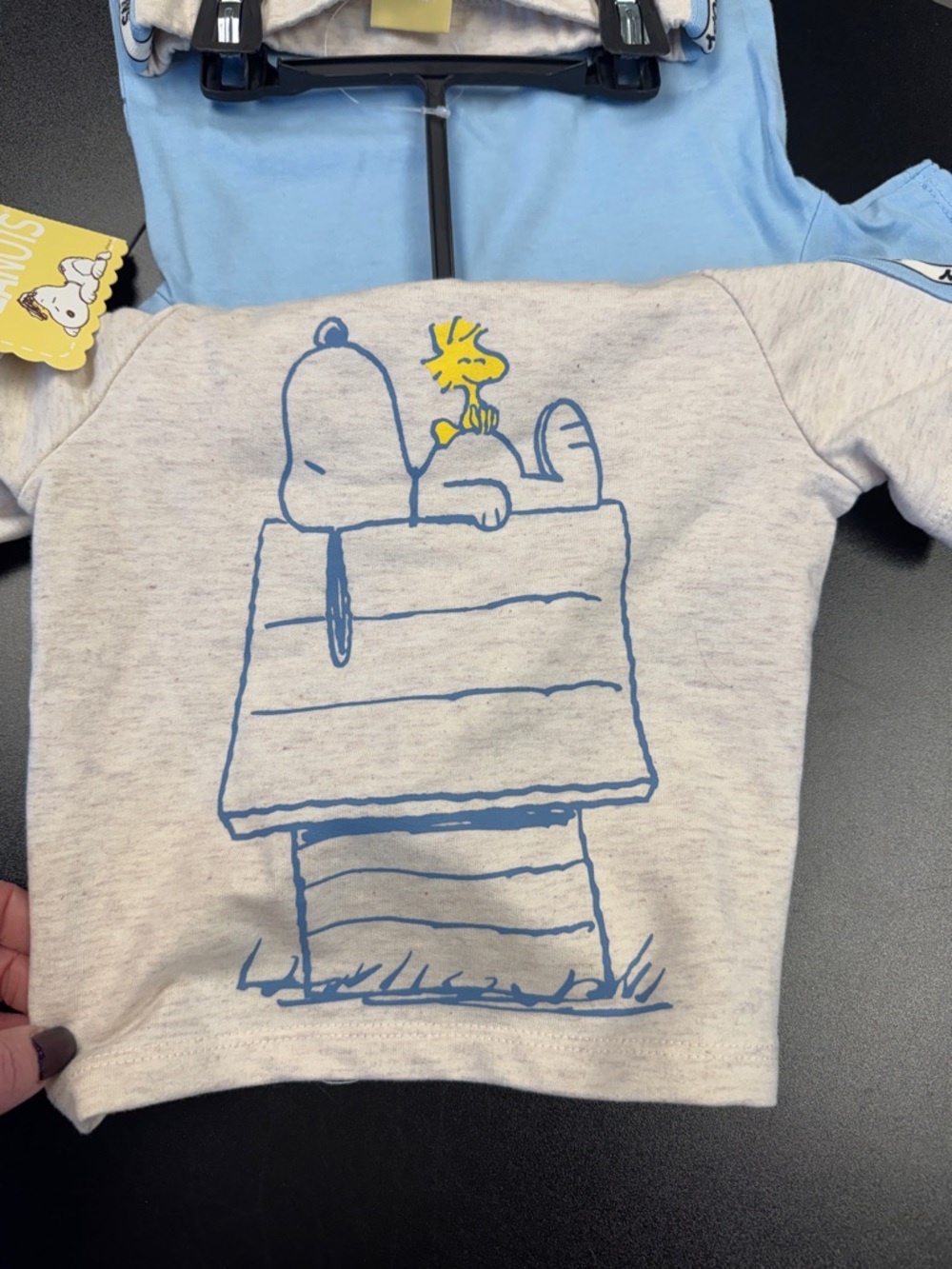 Peanuts Light Gray & Blue 'Too Cool' Kids Tee with Snoopy Pocket - Picture 8 of 11